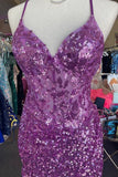 Niulatu Straps Sequined Embroidery Sheath Homecoming Dress HZ1110