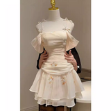 Niulatu A line Spaghetti Straps Chiffon Short Homecoming Dress Party Dress HZ1110