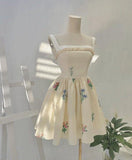 Niulatu A line Straps Chiffon Short Homecoming Dress Birthday Dresses HZ1110