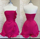 Niulatu A line Strapless Hot Pink Short Homecoming Dress Birthday Dresses HZ1110