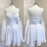 Niulatu A line Off The Shoulder White Short Homecoming Dress Birthday Dresses HZ1110