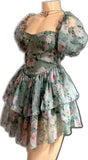 Niulatu A line Sweetheart Floral Chiffon Short Homecoming Dress Birthday Dresses HZ1110