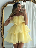 Niulatu A-line Yellow Mini Short Prom Homecoming Dresses Party Dress HZ1110