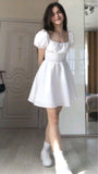 Niulatu A Line Short Sleeves White Homecoming Dress 18th Birthday Outfit HZ1110
