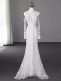Niulatu Mermaid Off The Shoulder Long Sleeves Lace Wedding Dresses HZ1110