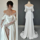 Niulatu Mermaid Long Sleeves Lace White Off The Shoulder Wedding Dress HZ1110