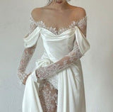 Niulatu Mermaid Long Sleeves Lace White Off The Shoulder Wedding Dress HZ1110
