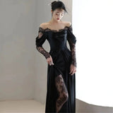 Niulatu Mermaid Long Sleeves Lace White Off The Shoulder Wedding Dress HZ1110