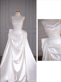 Niulatu Mermaid Strapless White Satin Long Wedding Dress HZ1110