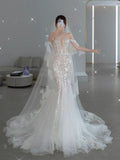 Niulatu Mermaid Sweetheart Lace White Long Wedding Dress HZ1110