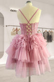 Niulatu Tiered Ruffle Short Homecoming Dress Party Dress HZ1110