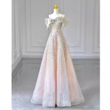 Niulatu A line Straps Sequin Long Evening Dress Prom Dress HZ1110