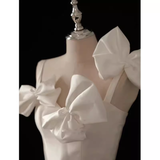 Niulatu Vintage White Cocktail Dress Homecoming Dress With Bow Party Dress HZ1110