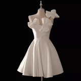 Niulatu Vintage White Cocktail Dress Homecoming Dress With Bow Party Dress HZ1110