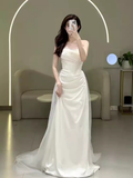 Niulatu Mermaid Strapless Satin Wedding Dress With Sleeves HZ1110