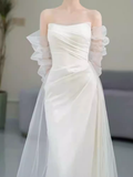 Niulatu Mermaid Strapless Satin Wedding Dress With Sleeves HZ1110