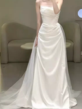 Niulatu Mermaid Strapless Satin Wedding Dress With Sleeves HZ1110