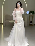 Niulatu Mermaid Strapless Satin Wedding Dress With Sleeves HZ1110