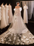 Niulatu Mermaid Strapless Lace Wedding Dress With Short Sleeves HZ1110
