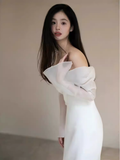 Niulatu Mermaid Off The Shoulder White Wedding Dress With Long Sleeves HZ1110
