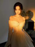 Niulatu Ball Gown Off The Shoulder Long Sleeves White Wedding Dresses HZ1110