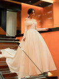 Niulatu Ball Gown Off The Shoulder Long Sleeves White Wedding Dresses HZ1110