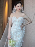 Niulatu Mermaid Off The Shoulder Short Sleeves White Wedding Dresses HZ1110