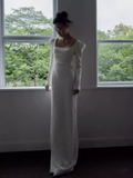 Niulatu Mermaid Square Neckline Long Sleeves White Lace Wedding Dresses HZ1110