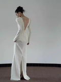 Niulatu Mermaid Square Neckline Long Sleeves White Lace Wedding Dresses HZ1110