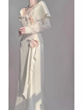 Niulatu A Line Long Sleeves Lace White Wedding Dresses HZ1110