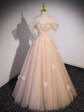 Niulatu Ball Gown Off The Shoulder Tulle Lace Long Prom Dresses HZ1110