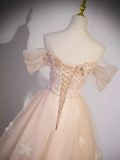 Niulatu Ball Gown Off The Shoulder Tulle Lace Long Prom Dresses HZ1110