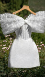 Niulatu Short Cocktail Dress With Bow White Homecoming Dress HZ1110