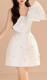 Niulatu Strapless Short Cocktail Dress With Bow White Homecoming Dress HZ1110