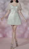 Niulatu A line Short Sleeves White Homecoming Dress Short Cocktail Dress HZ1110