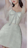 Niulatu A line Short Sleeves White Homecoming Dress Short Cocktail Dress HZ1110