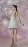 Niulatu A line Short Sleeves White Homecoming Dress Short Cocktail Dress HZ1110