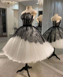 Niulatu Short Ball Gown Black And White Homecoming Dress HZ1110