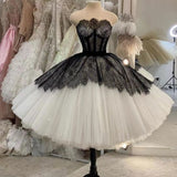Niulatu Short Ball Gown Black And White Homecoming Dress HZ1110