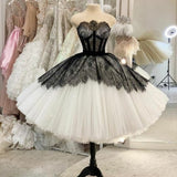 Niulatu Short Ball Gown Black And White Homecoming Dress HZ1110
