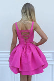 Niulatu Ball Gown Homecoming Dress Scoop Eyelet Lace up Short Cocktail Dress HZ1110