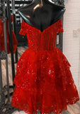 Niulatu Sequin A-Line Homecoming dress with Sheer Corset Bodice and Ruffle Skirt HZ1110