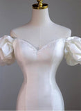 Niulatu Mermaid Hi Lo Satin Beading Wedding Dress HZ1110