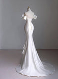 Niulatu Mermaid Hi Lo Satin Beading Wedding Dress HZ1110