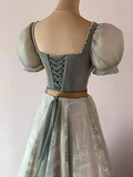 Niulatu A Line Square Neckline Tulle Sequin Beads Long Prom Dresses HZ1110