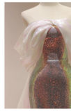 Niulatu Sheath Strapless Sequin Long Prom Dresses With Sleeves HZ1110