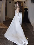 Niulatu A line Off The Shoulder Long Sleeves Satin Long Wedding Dresses With Cape HZ1110