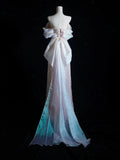 Niulatu A line Off The Shoulder Pink Long Prom Dresses Sequin Birthday Outfits HZ1110