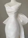 Niulatu Mermaid Sweetheart Satin Long Wedding Dresses With Bow HZ1110