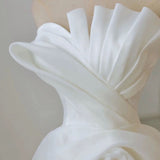 Niulatu A line Strapless Chiffon Long Wedding Dresses With Ruffles HZ1110